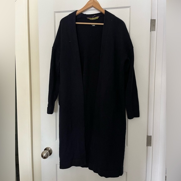 DEAR cashmere Sweaters - DEAR Cashmere 💯 Merino Wool Navy Blue Open Front Long Cardigan Coatigan L